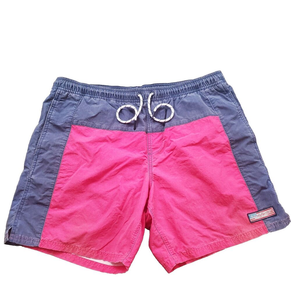 Vineyard Vines Swim Trunks Men’s Large Purple Pink Color Block Lined